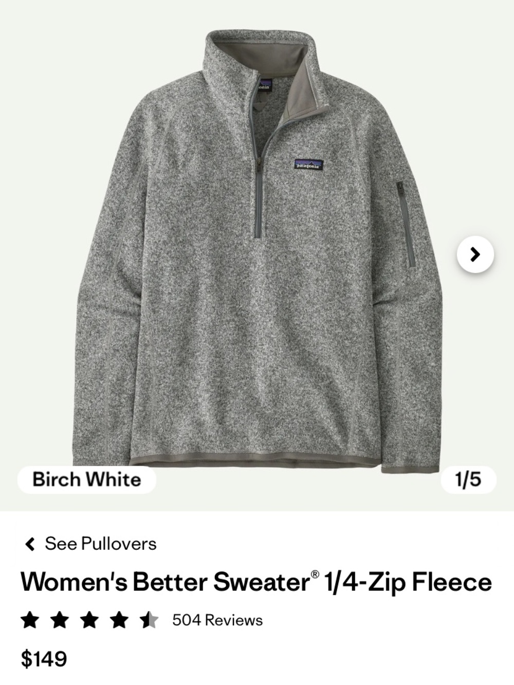 Patagonia Better Sweater Heather 1/4 Zip Fleece Pullover Like New Condition M